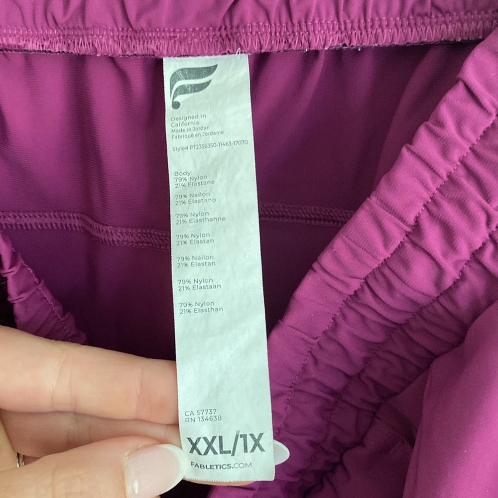 Fabletics Women’s Berry Blast Purple Joggers with tie Size XXL Size 1X - Picture 6 of 9